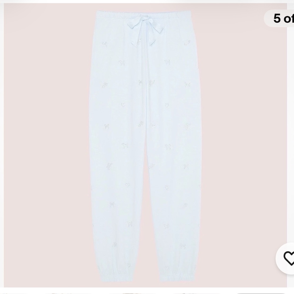 PINK x LoveShackFancy JOGGERS IN GLACIAL MIST BLUE IN XS NWT